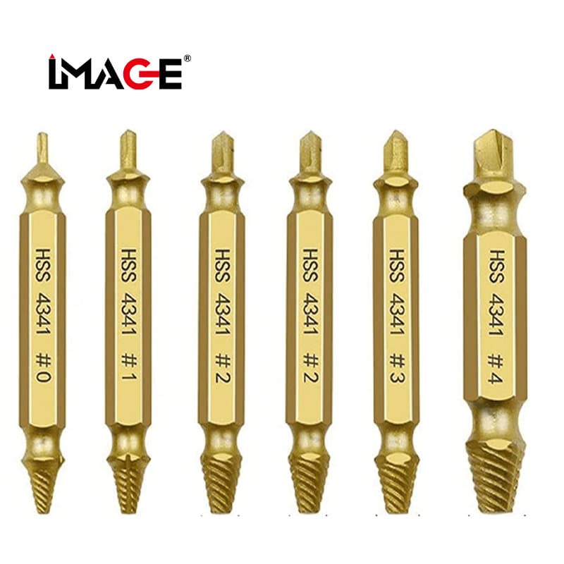 Double-ended broken screw extractor, high-speed steel 4341 double-ended broken screw extractor, stripped screw extractor