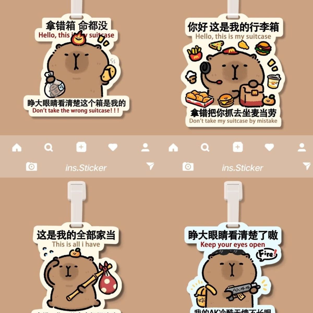 Kapibara suitcase reminder plate anti-lost sign plate cartoon cute all belongings travel luggage bag pendant