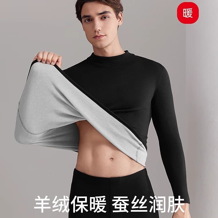 Boxed Cashmere Men's Thermal Underwear Set, Middle-Aged and Elderly, German Velvet Heat-Generating Mulberry Silk Thickened Autumn and Winter Slim Fit