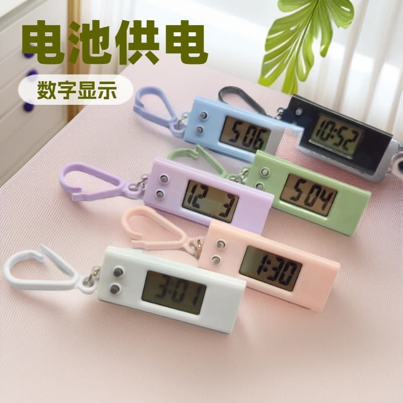 Direct Sales Portable Small Clock Cute Mini Triangle Electronic Timepiece Keychain Student Exam Use Hanging Clock
