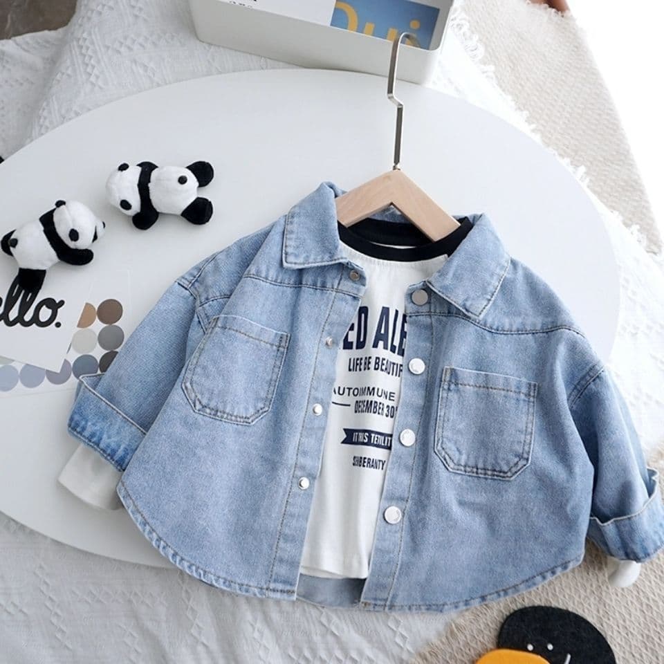 Autumn Children's Denim Shirt Soft Lightweight Jacket for Boys and Girls Casual Thin Denim Top