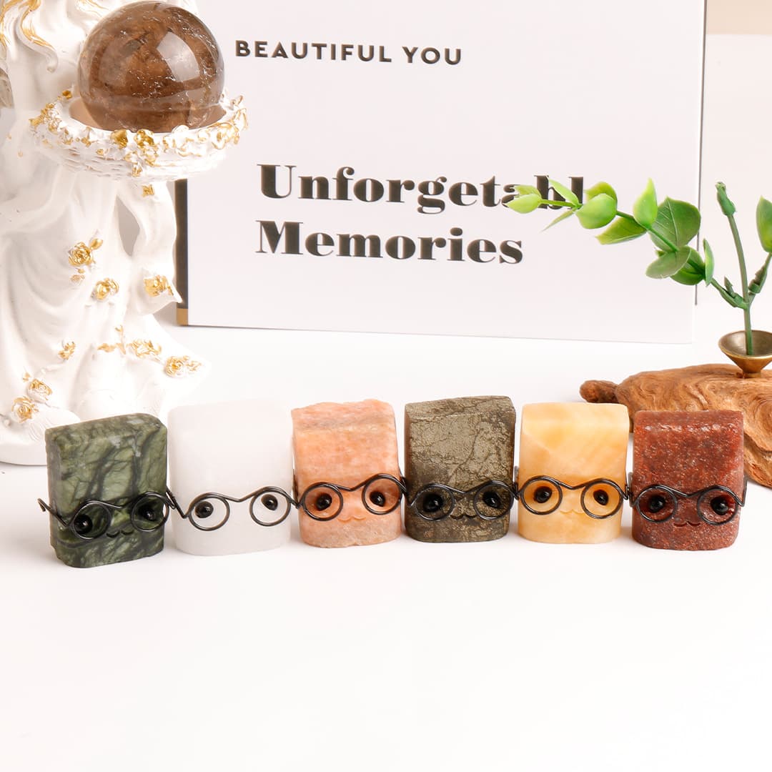 Natural Crystal Cute Glasses-Wearing Hedgehog Statue Original Crystal Crafts Home Decoration Gift Manufacturer Wholesale