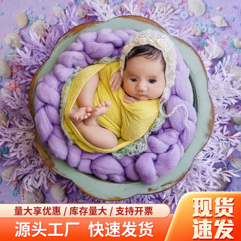 Photography flower pot props newborn male and female baby photo decoration hundred days background iron flower bucket flower portable