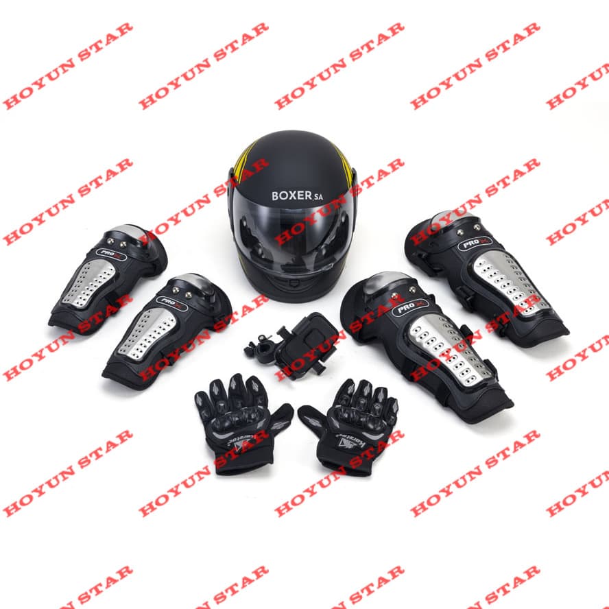 HOYUN STAR motorcycle electric vehicle helmets, knee pads, wrist guards, gloves suitable for various styles.