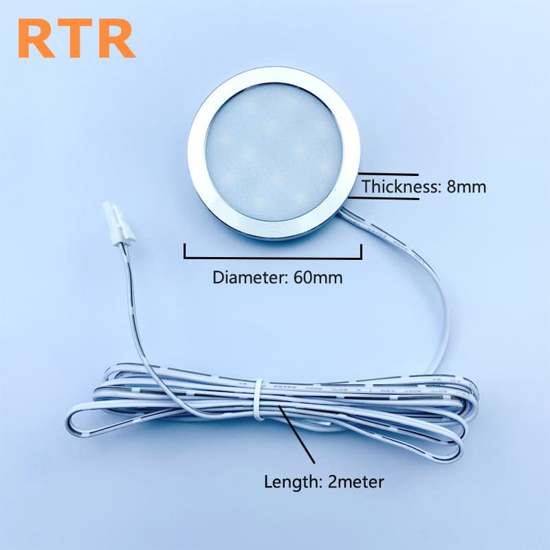 Cross-border Round 12V 24V Cabinet Light with Dupont Connector Display Case Light Wine Cabinet Ultra-thin LED Cabinet Light Manufacturer