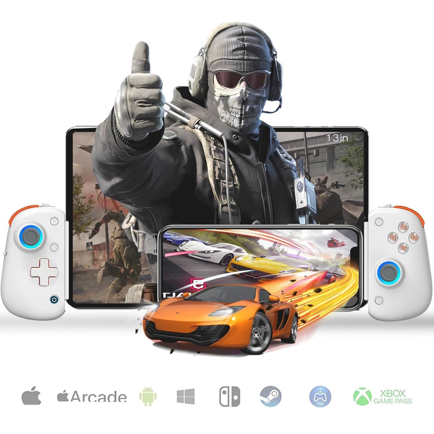 D8ProWirelessController Bluetooth game controller mobile phone tablet streaming iOS/PS4 glare