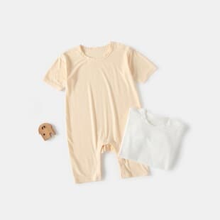 Baby Clothes Summer Thin Medium Sleeve Air Conditioning Romper Spring Autumn Bamboo Fiber Sleepwear Baby Onesie