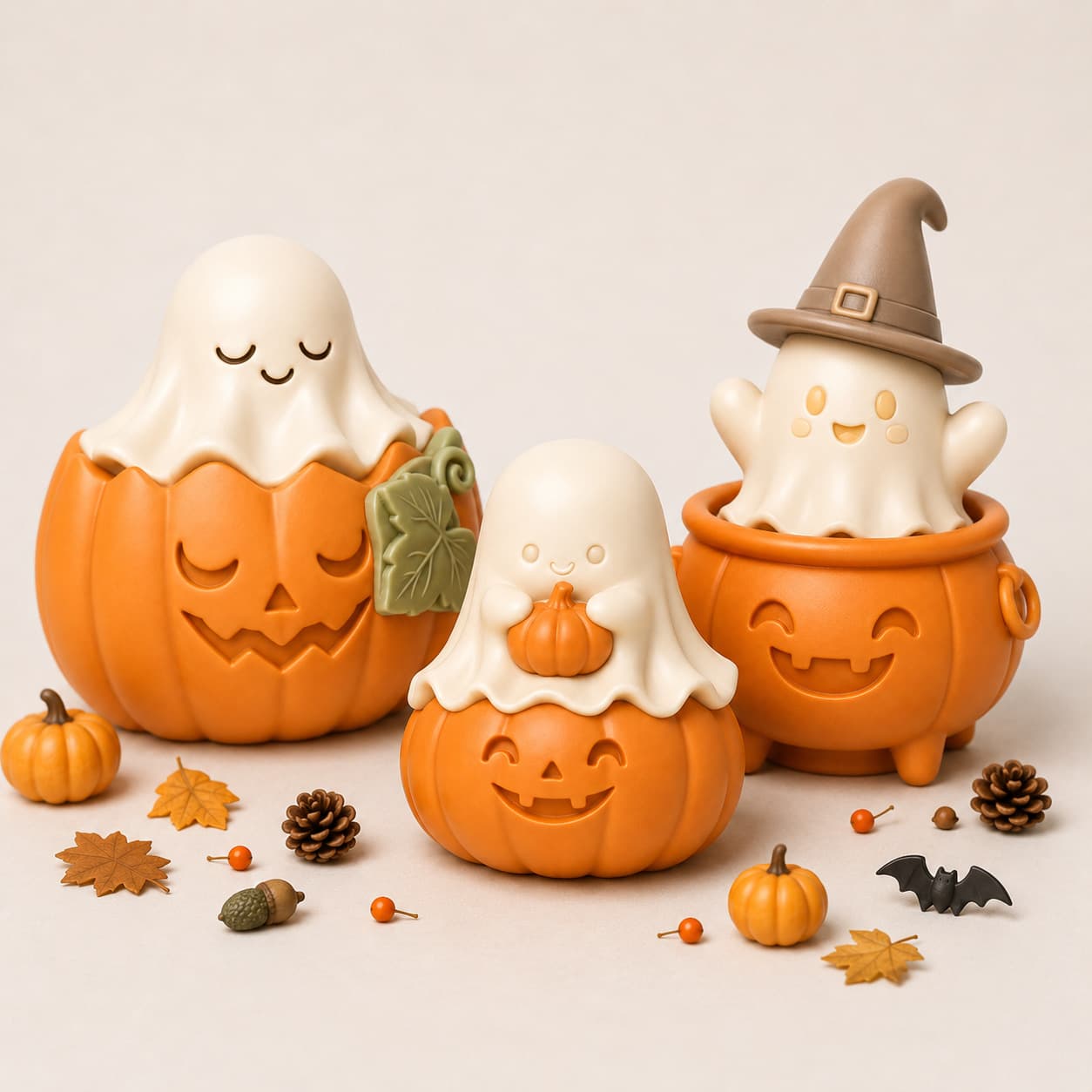 Cross-border Creative Pumpkin Ghost Candle Silicone Mold DIY Halloween Ghost Decoration Plaster Mold