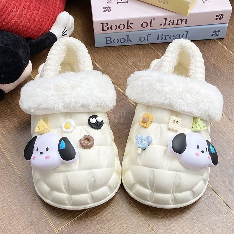 Women's new style removable winter outer wear home indoor plush cotton slippers waterproof warm plush slippers