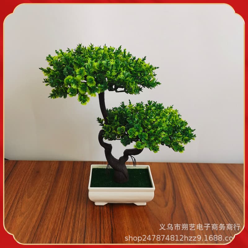 Simulated thuja welcoming pine bonsai Podocarpus entrance aisle office decoration light luxury new Chinese style pine and cypress potted plants