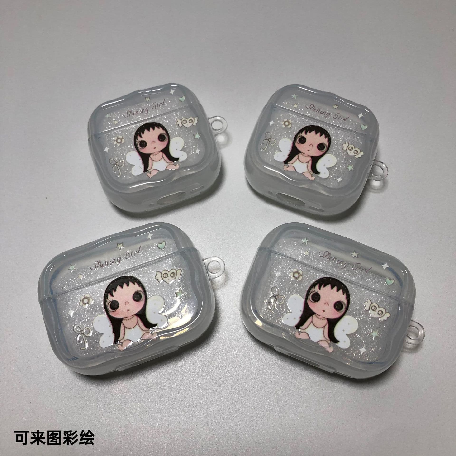 Angel Xiaoyu Apple Earphone Case for AirPods 1/2/3/4 Pro/2/3 Jade Translucent Cream Pattern Earphone Shell Customizable with Painting