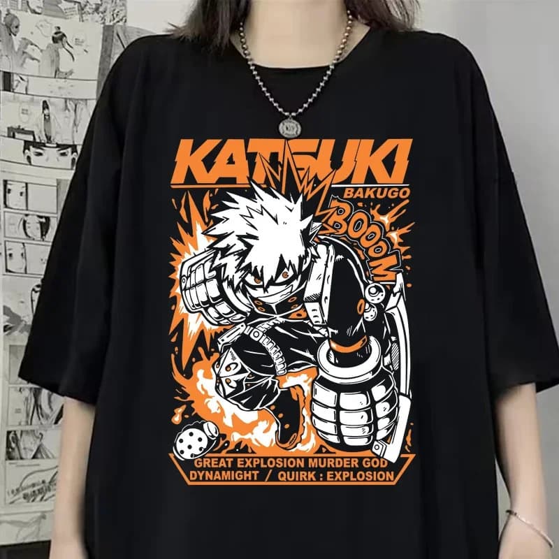 [Cross-Border European Code] Anime Bakugo Katsuki Printed Tee Women and Men