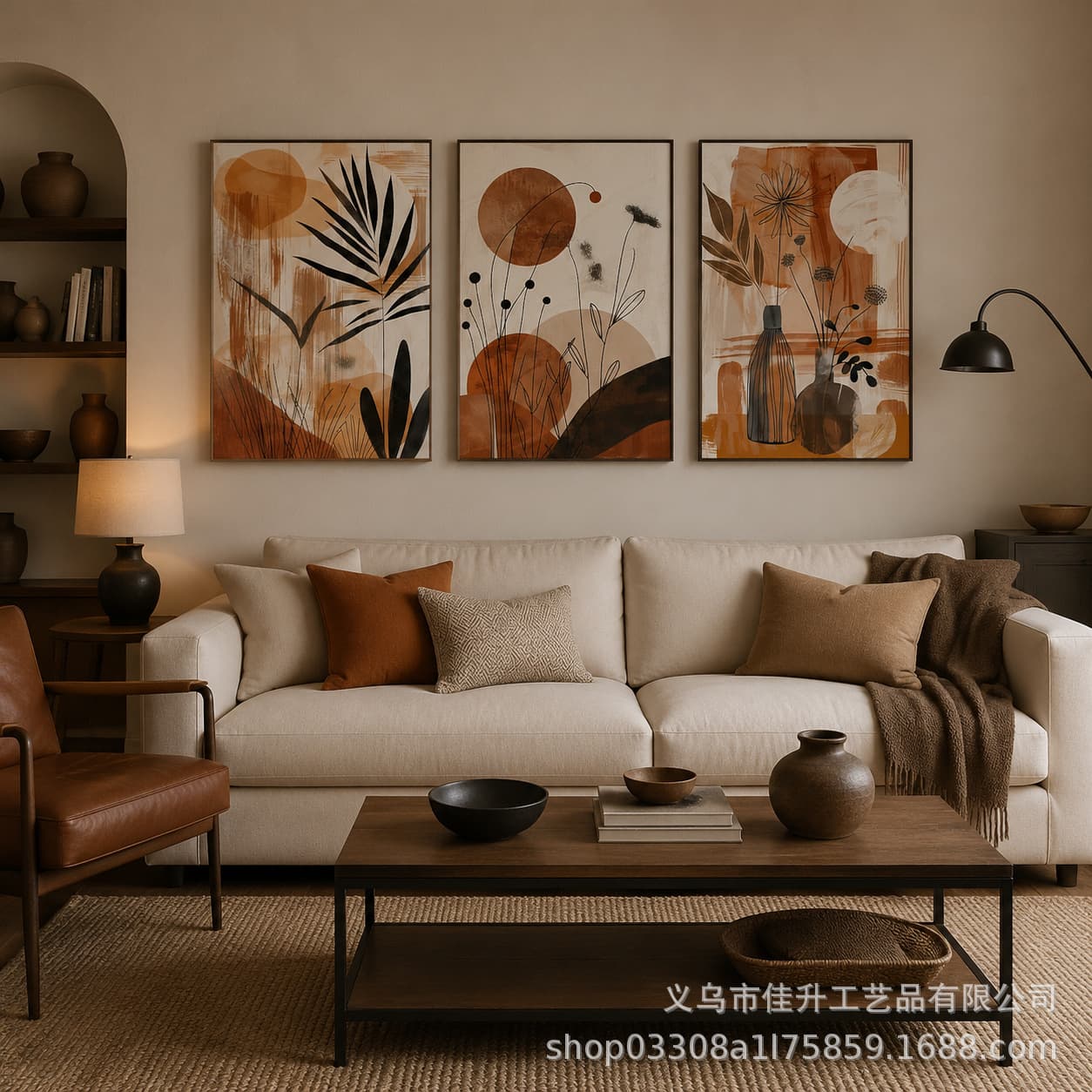 Factory Direct Hot Selling Abstract Retro Plant Modern Home Decorative Canvas Art Print for Bedroom Living Room Wall Hanging