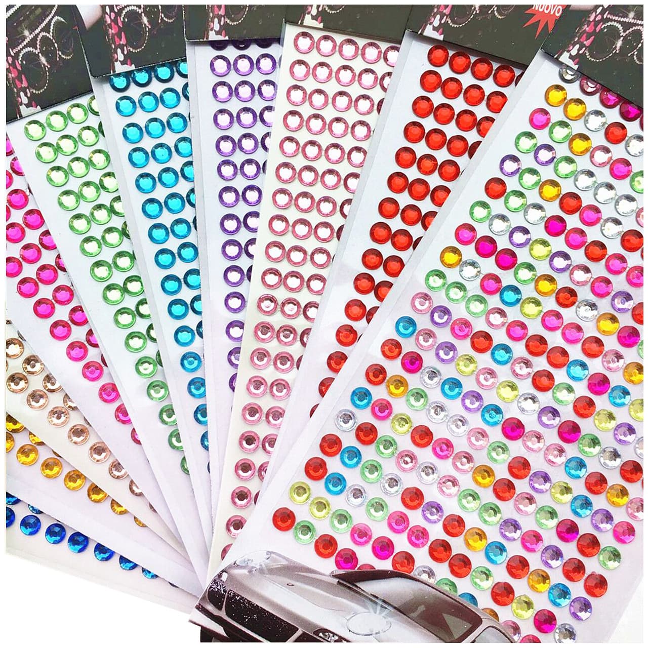 Free shipping on hot-selling acrylic 260-piece 6mm children's crystal diamond stickers, 3D gemstone car decals, rhinestone DIY.