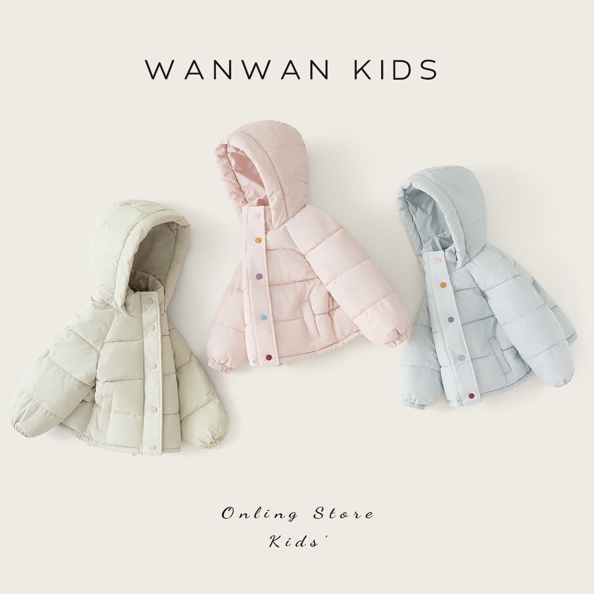 2025 New Autumn/Winter Children's Solid Color Hooded Thick Down Cotton Jacket, Baby Warm and Cold-Proof Cotton Coat ww