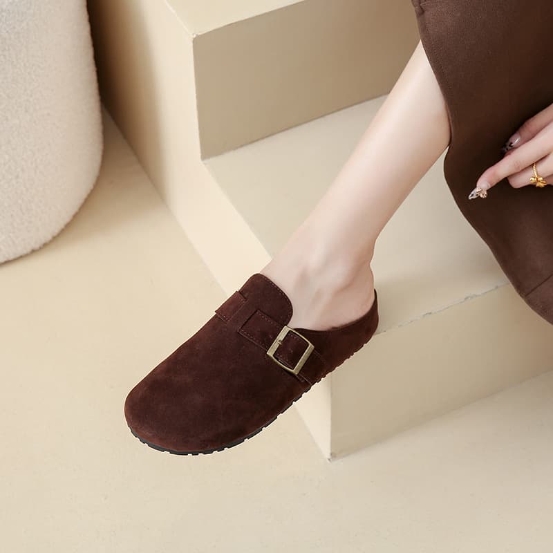 Birkenstock shoes French retro Baotou half slippers women's outer wear lazy single shoes summer new flat bottom Baotou Birkenstock shoes