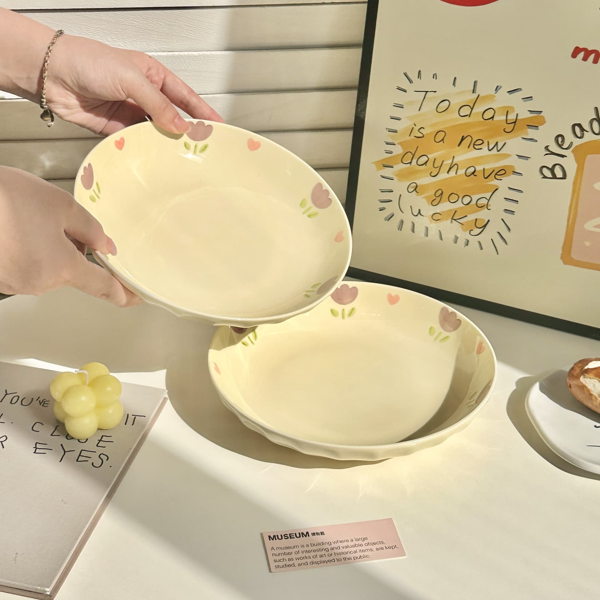 Cream Style Plate Dish Home Use 2025 New Bowl Dinnerware Premium Stir-fry Plate Deep Dish
