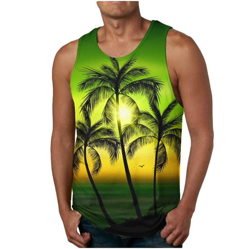 2026 Cross-Border 3D Digital Hawaii Print Vest Hot Selling Summer Men's Sleeveless Beach Breathable Top Wholesale