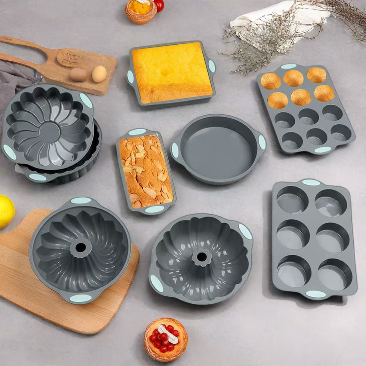 Baking Pan Cake Mold Silicone Baking Tool Set Kitchen Home Donut Bread Mold Non-Stick Cake Mold