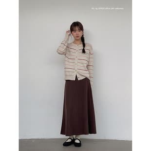 Geming Korean Commute Simple High-Waist Cashmere A-Line Skirt Women Winter Knit Midi Skirt N394B