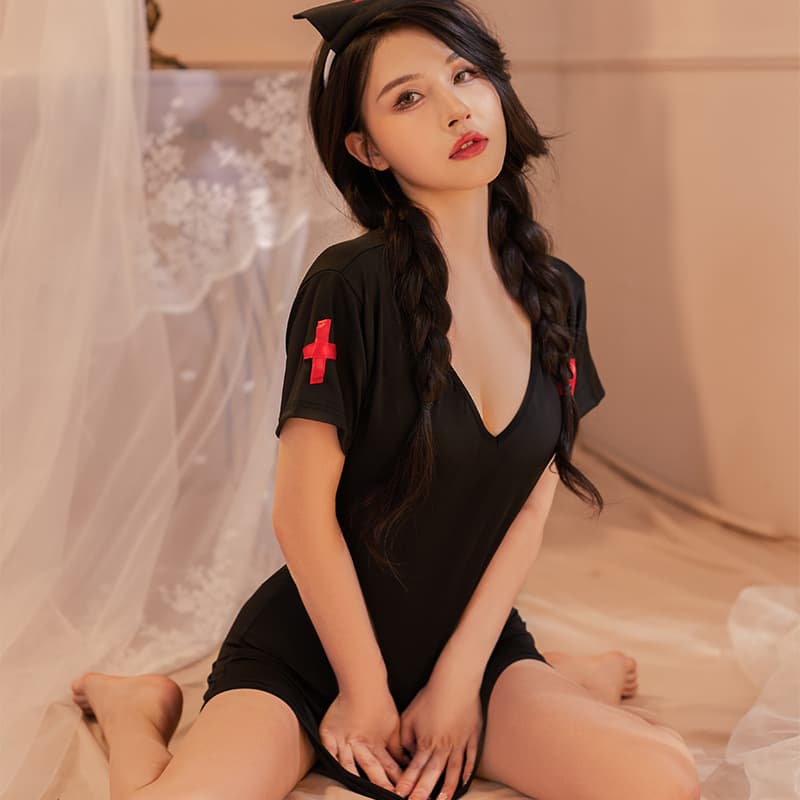 Sexy Lingerie Sleepwear Three-Point Suspender Lace Nurse Maid French Maid Costume Temptation Role-Play Secretary Teacher
