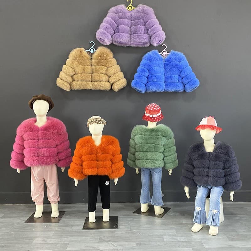 SSH European-American Style Faux Fox Fur Coat for Kids, Patchwork Warm Thick Fur Children's Winter Wear