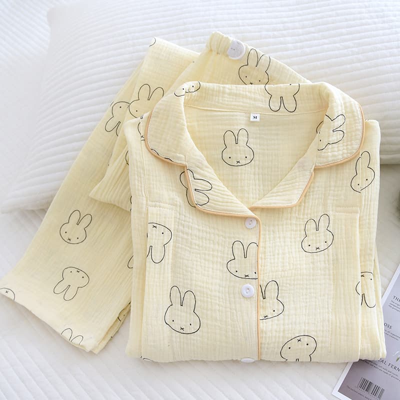 Cotton Gauze Postpartum Pajamas, Summer Full Cotton Spring Gauze Nursing Nightgown, Breastfeeding Summer Cotton Nursing Wear