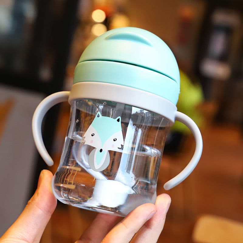 Factory Kids Water Bottle with Straw, Kindergarten Toddler Sippy Cup with Handle, Drop-Resistant, Leak-Proof, Anti-Choke Design