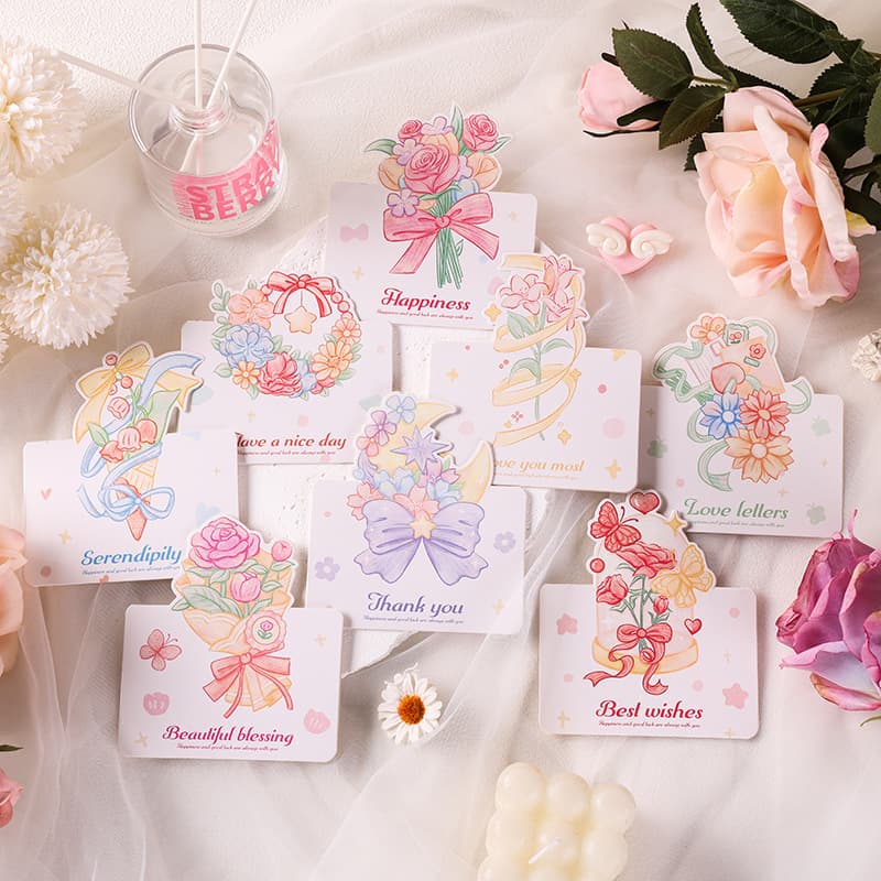 Fresh Floral Bouquet Greeting Card Valentine's Day Romantic Encounter Thanksgiving Universal Teacher's Day Flower Shop Blessing Card Message Wholesale