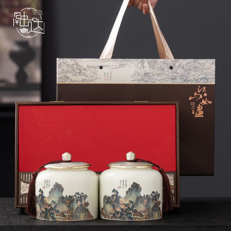 2026 New Model Tea Canister Packaging Box Empty Gift Box High-End Empty Box for Pu'Er White Tea, Green Tea, Black Tea, Retro Chinese Style