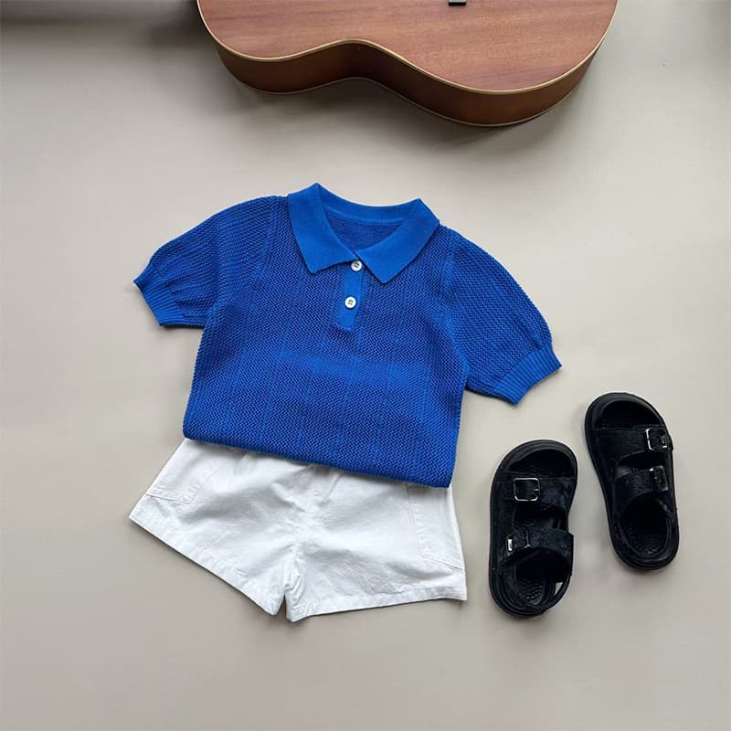2025 Spring and Summer Infant Baby Knitted Sweater Thin Summer Top Korean Style Lapel Children's Pullover Clothes