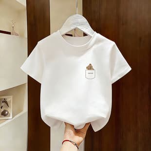 Boys Short Sleeve T-Shirt Pure Cotton Kids Clothing Korean Style 2026 Summer New Baby Cartoon Trendy Half Sleeve Top
