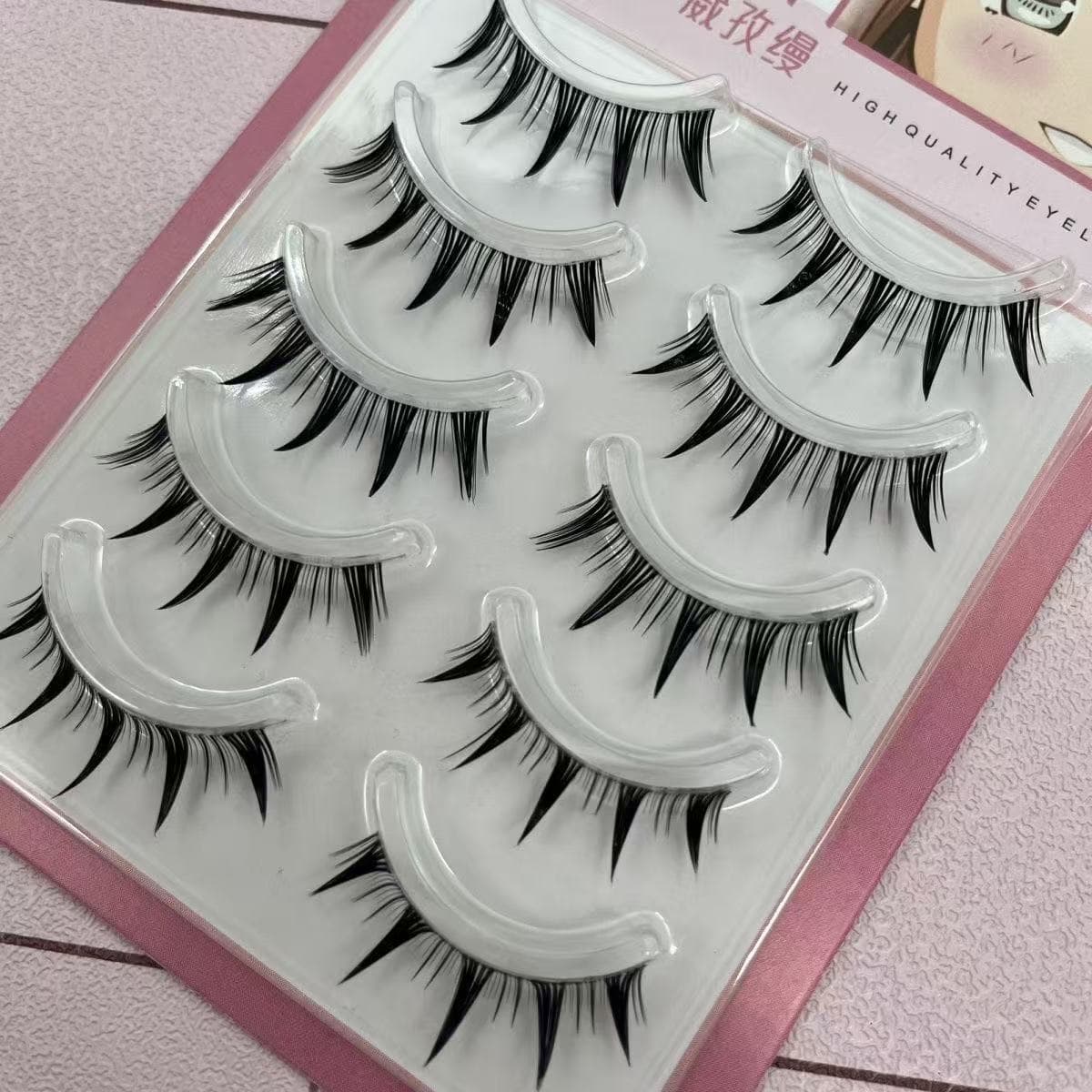 Barbie Cartoon False Eyelashes Pure Desire Thick Natural Cartoon Eyelashes Single Cluster Thin Stem Cat Ear False