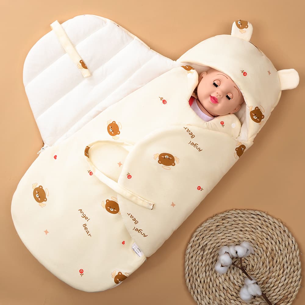 Pure cotton swaddle blanket for newborns, anti-startle sleeping bag, thin cotton swaddle blanket for spring and autumn, newborn zipper swaddle blanket to prevent kicking.