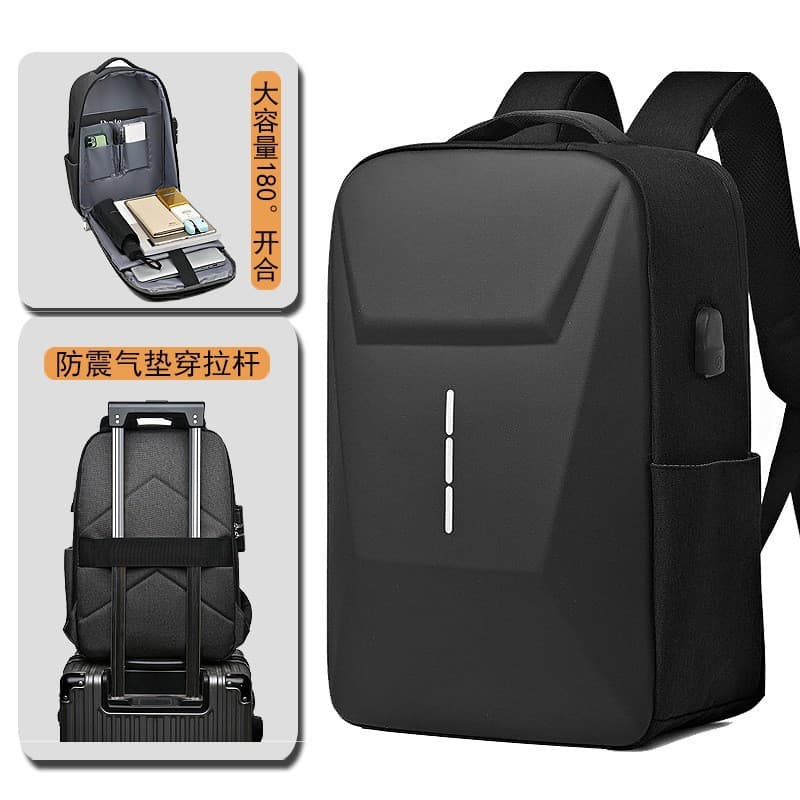 Cross-border Business Hard Shell Backpack for Men, Premium Casual Waterproof Reflective Laptop Backpack, Customizable