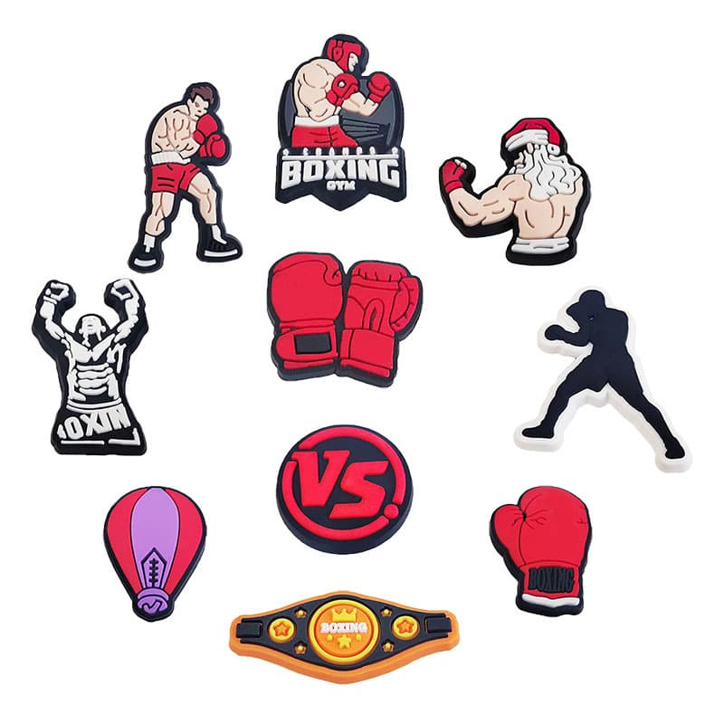 Boxing Shoe Flower Sports Series Croc DIY Accessories Jibbitz Shoe Charms PVC Soft Rubber Decorative Accessories Versatile