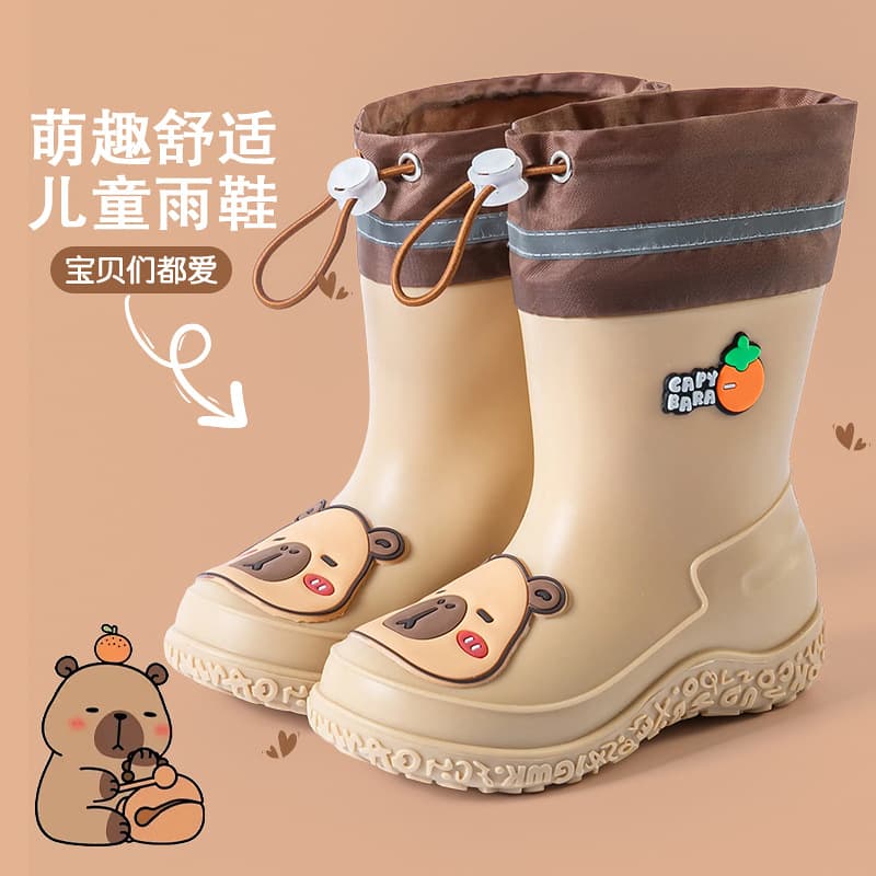 New Cartoon Children's Rain Boots Boys Girls Anti-slip Lightweight Rain Boots Kids Elastic Waterproof Shoes Toddler Baby Rubber Shoes