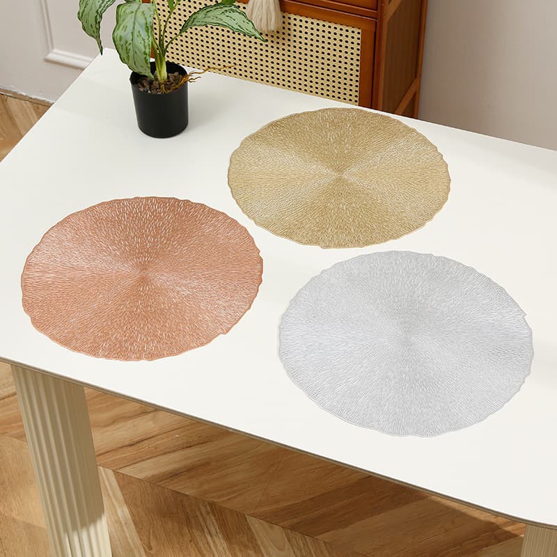 Minimalist Solid Color Round Placemat PVC Placemat Coaster Set Hotel Heat Insulation Pad Creative Non-Slip Table Mat Decoration