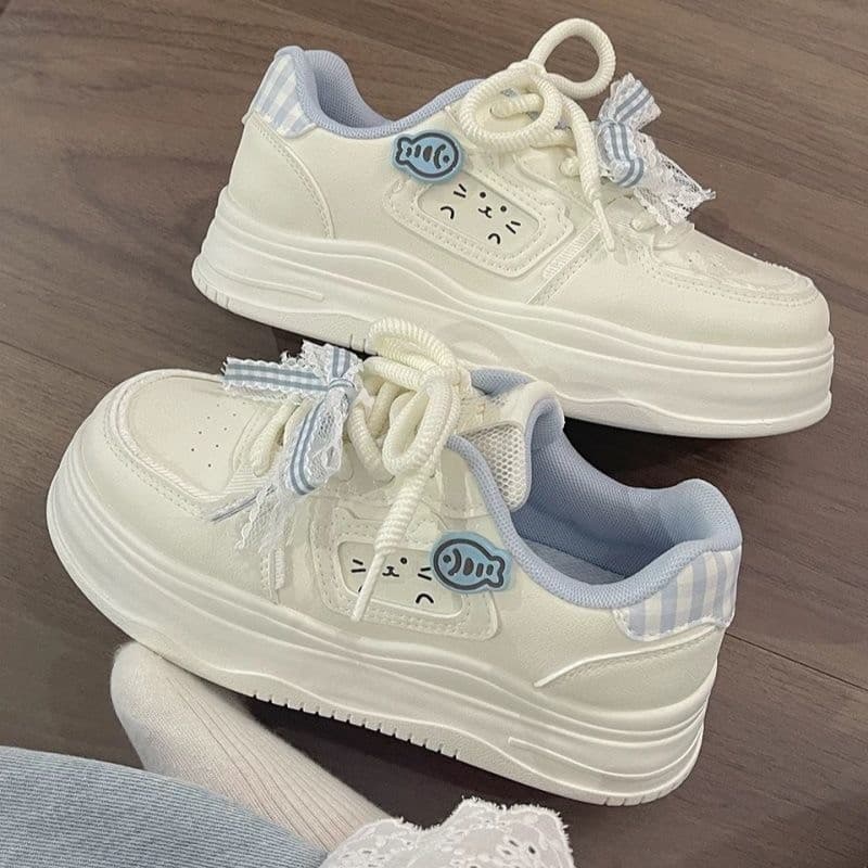 Milk-fluffy Thick Sole White Sneakers for Women 2025 Autumn New Style Bread Shoes Cute Niche Versatile Casual Sports Skate Shoes