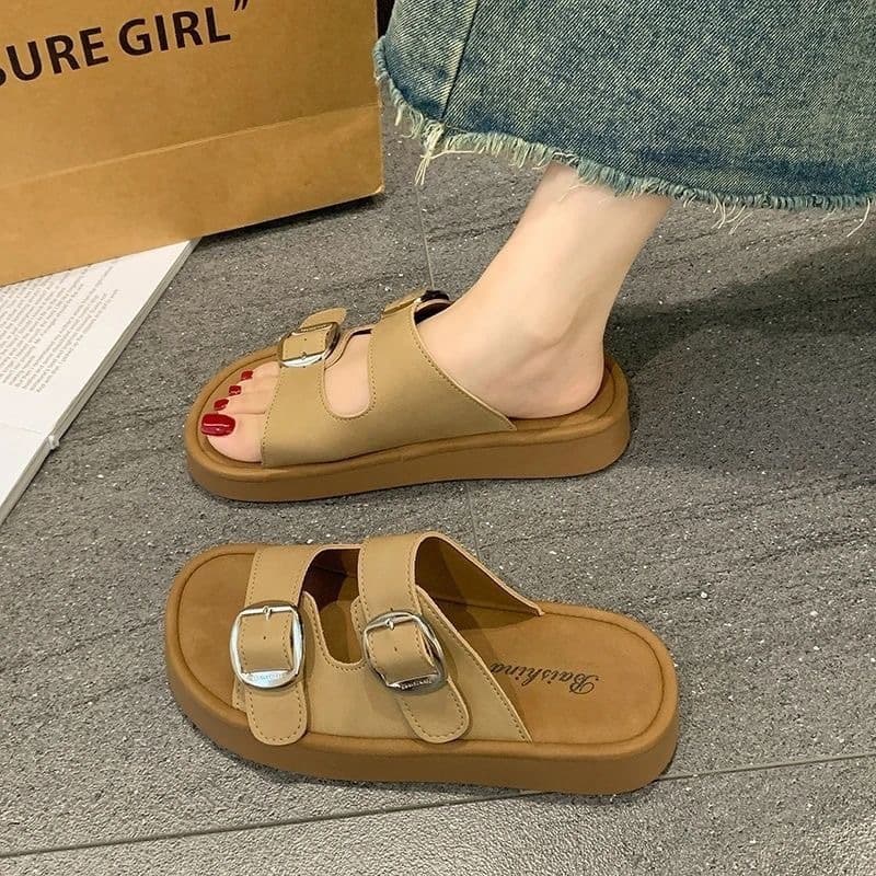 2025 new summer style urban style high-end fashion trendy beach sandals Birkenstock outer wear thick-soled slippers for women