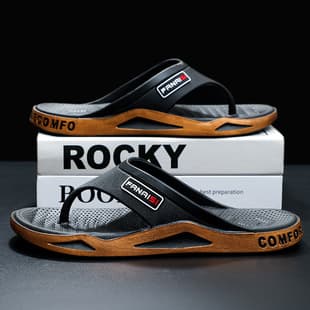 Men's Flip Flops, Summer Outdoor Sandals, Toe-Post Couple Hong Kong Style Casual Rubber Beach Shoes Trendy Wholesale