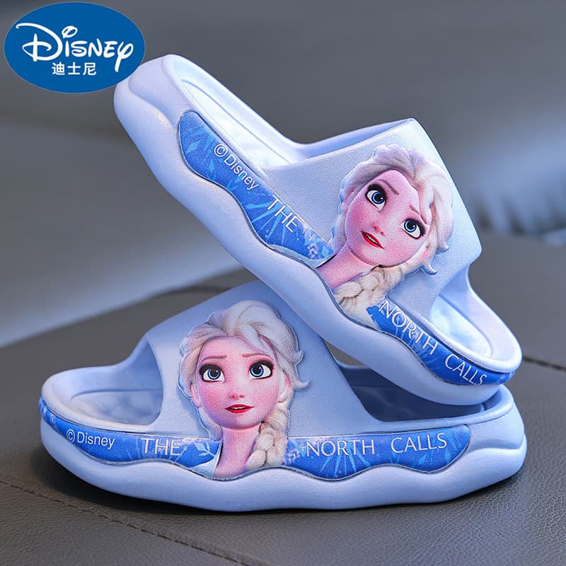 Summer Girls Sandals Anti-slip Soft Sole Elsa Princess Cartoon Indoor Bathing Beach Sandals