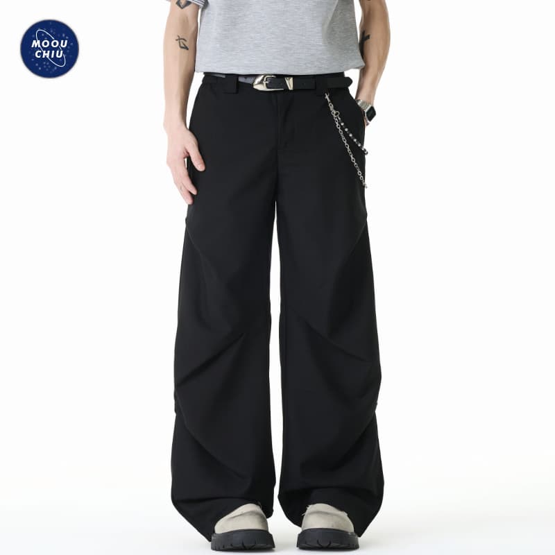 Muchiu Men's Wear | Thin Ice Silk Tall Long Casual Suit Pants Men's Loose Straight Drape Wide Leg Suit Pants
