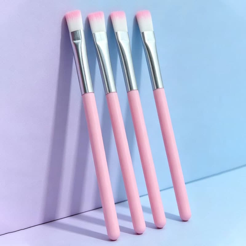 Mini 10.5cm Pink Flat Makeup Brush Soft Bristle Concealer Brush Eyeshadow Brush Pink Handle Silver Ferrule Soft Flat Brush