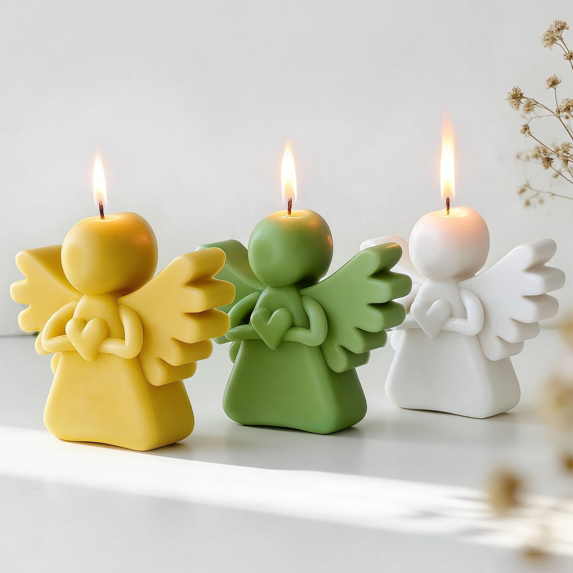 Jingmeihui Angel Holding Heart Candle Silicone Mold, Winged Angel Girl Handmade Aromatherapy Plaster Ornament Mold