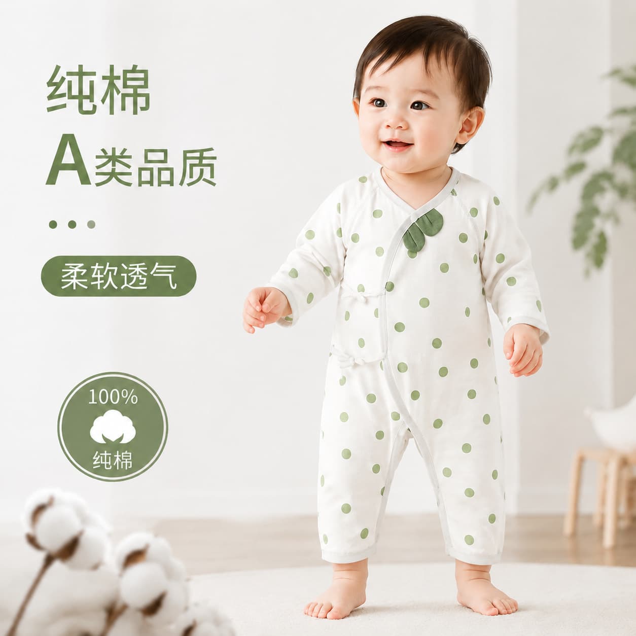 0-6 Months Newborn Baby Class A Cotton Bodysuit Unisex Baby Seamless Butterfly Suit Monk Robe Summer