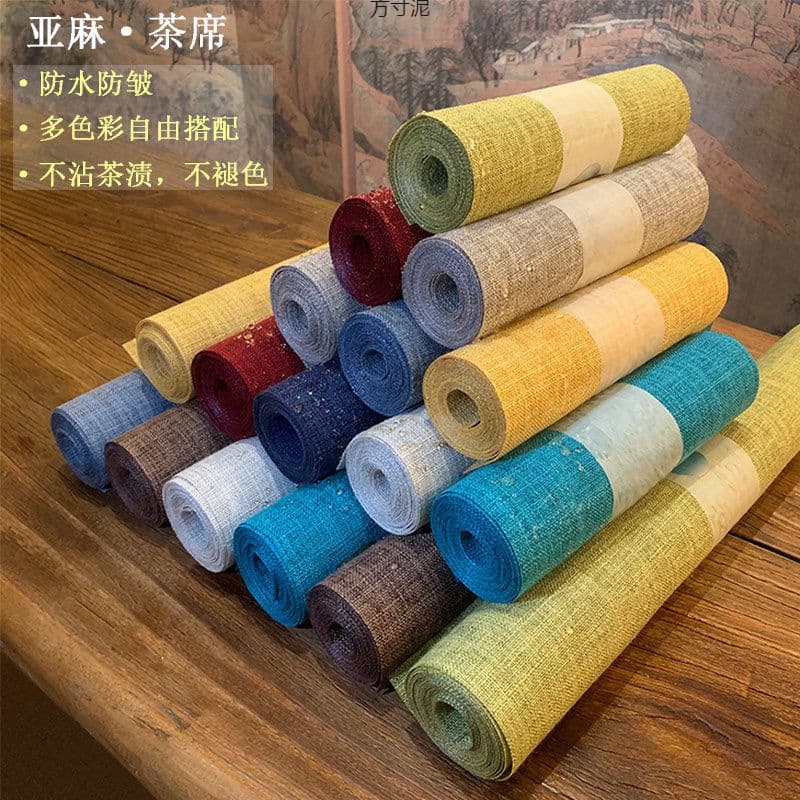Linen Pattern Tea Mat Zen Style Chinese Table Runner Japanese Tea Flag Fabric Tea Table Mat Kung Fu Tea Set Tea Ceremony Accessories