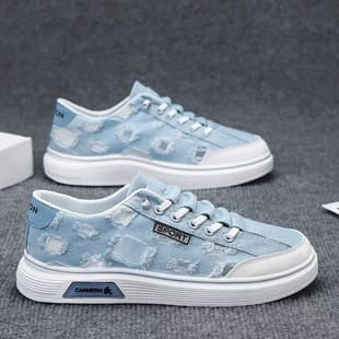 Canvas Men's Shoes 2026 New Summer Breathable Casual Student Board Shoes Trendy Soft Sole Ripped Canvas Shoes
