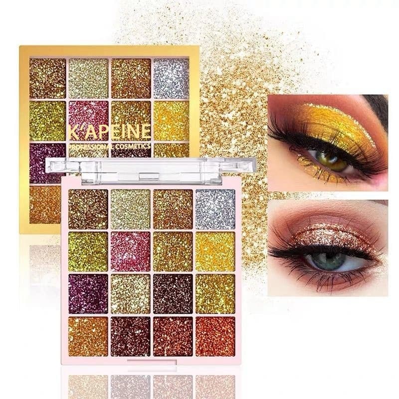 16-Color Large Glitter Eyeshadow Palette with Sparkle and Pearl Finish, Stage and Nightclub Makeup, Affordable Cross-Border Bestseller