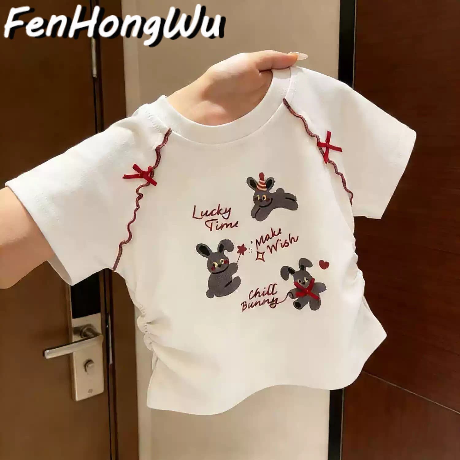 【Pink House】Girls Short Sleeve T-Shirt Summer New Fashionable Children's Summer Top Stylish Casual Half Sleeve